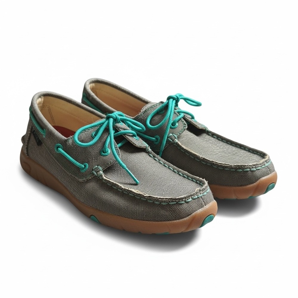 Twisted X‎ ecoTWX Womens Boat Shoes Charcoal Teal WDM0085 Size 6.5 M